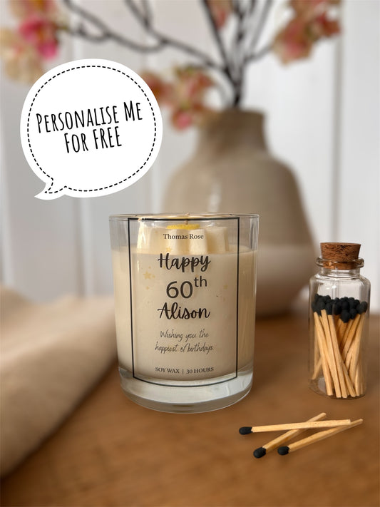 60 Birthday Personalised Candle - Any Age.